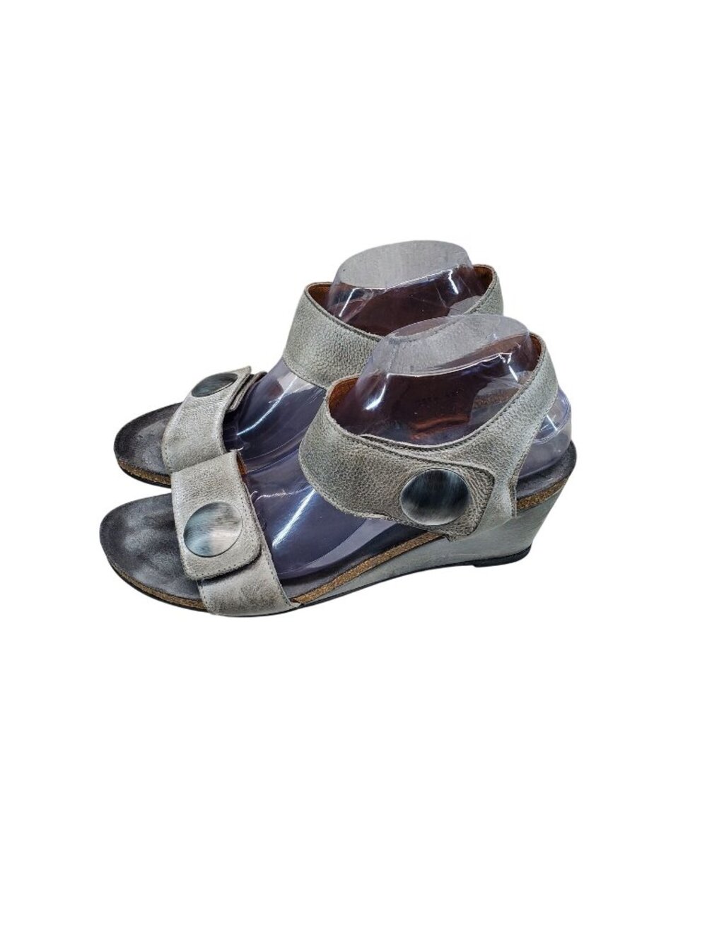 Taos Footwear Shoes Womens EU 41 US 10 Gray Leather Carousel 2 Sandals *Read*